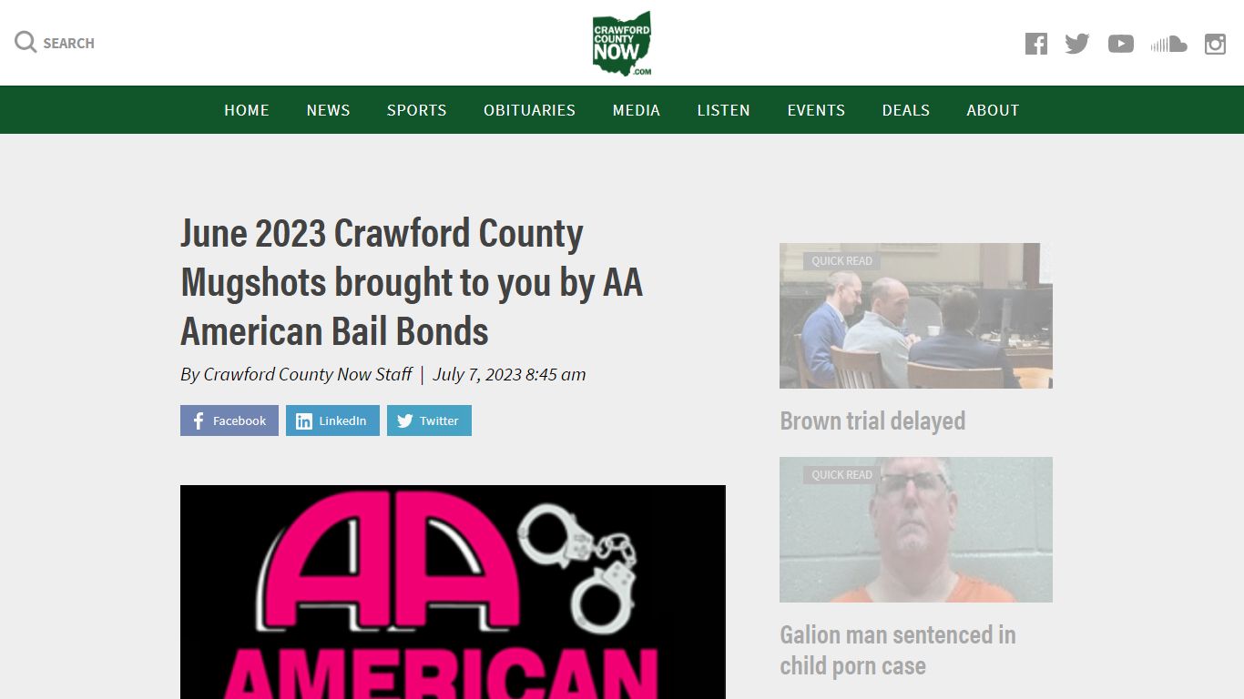 June 2023 Crawford County Mugshots brought to you by AA American Bail ...